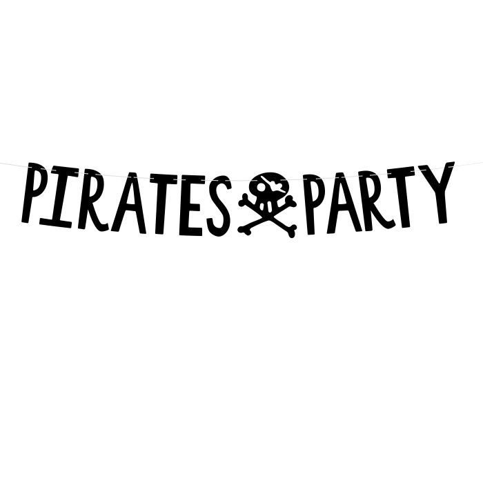 Black pirate party letter garland - 100x14 cm