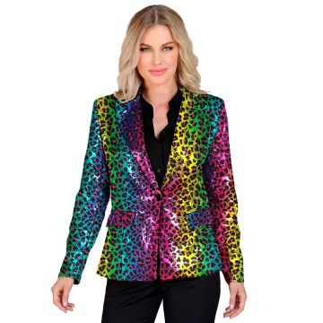 Rainbow Leopard Print Sequin Jacket