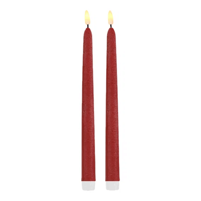 LED taper candles 2x dark red - 2x25 cm