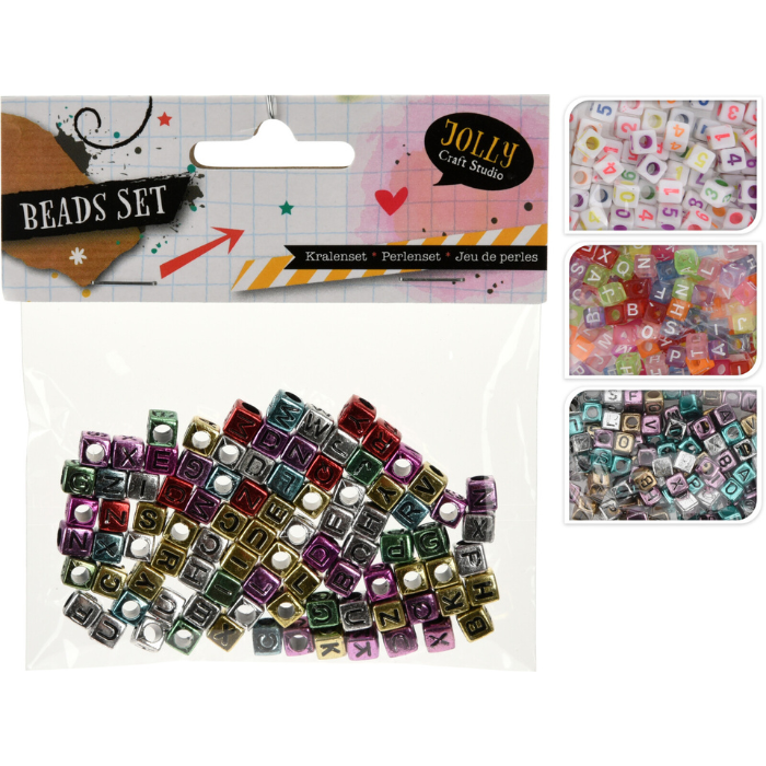 Bead set with letters and numbers