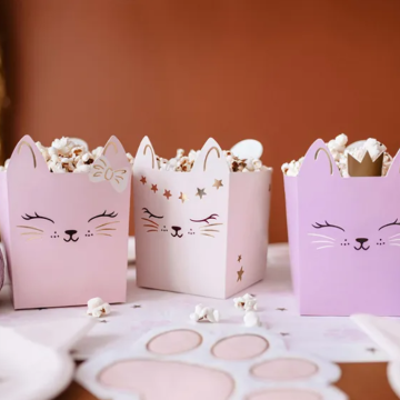 Popcorn Cups with Cat Design 3x - 10x14 cm