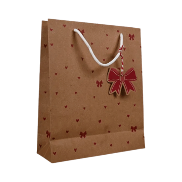 Brown gift bag with bows - 24x19.5x7.5 cm