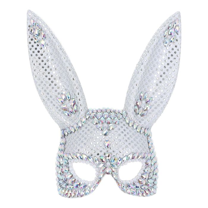 Silver glitter bunny mask