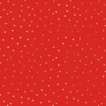 Red Christmas wrapping paper with gold stars - 70x200 cm