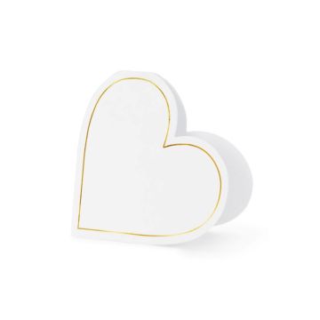 White Heart Wedding Place Cards with Gold Edge 10x - 22x15.7 cm