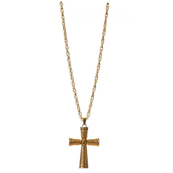 Detailed gold cross necklace