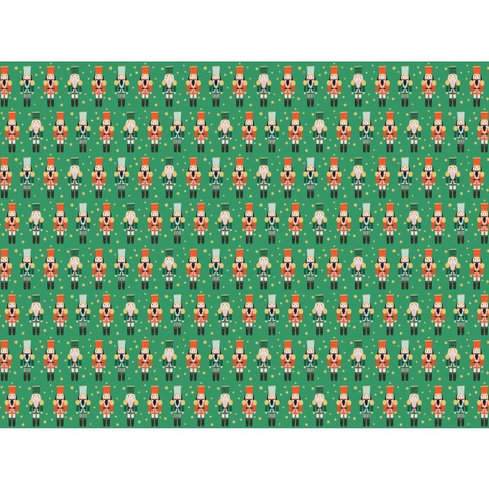 Green wrapping paper with nutcracker motifs - 200x70 cm
