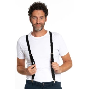 Sequined suspenders black one-size unisex
