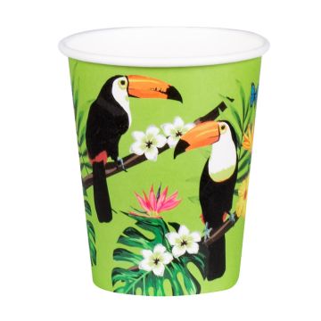 Tropical toucan paper cups 10x - 25 cl