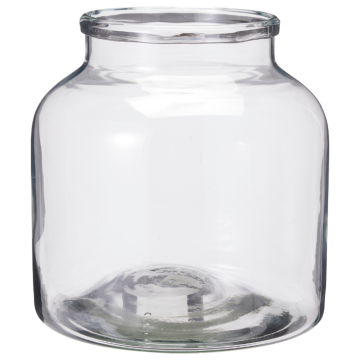 Clear glass vase with folded edge 19x20 cm