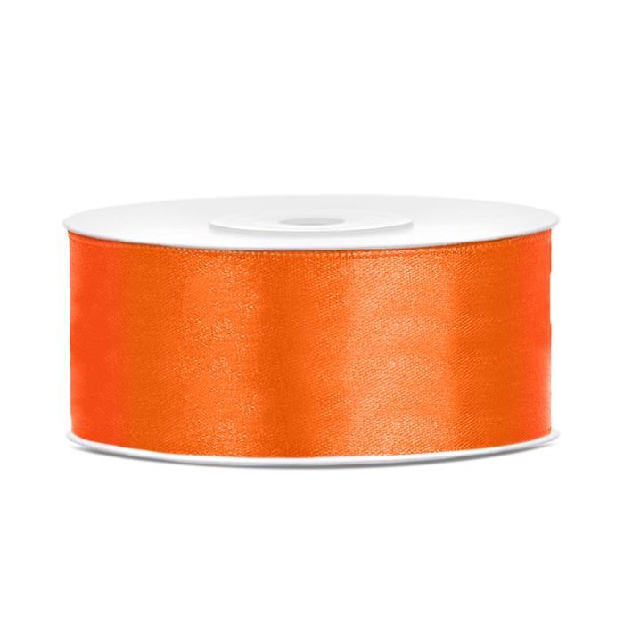 Orange satin ribbon - 25 mm x 25 m