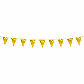 Gold metallic flag garland 10x15 cm - 3 meters
