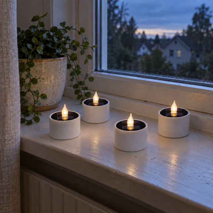 Solar Tea Lights 4 pcs. with Flashing LED