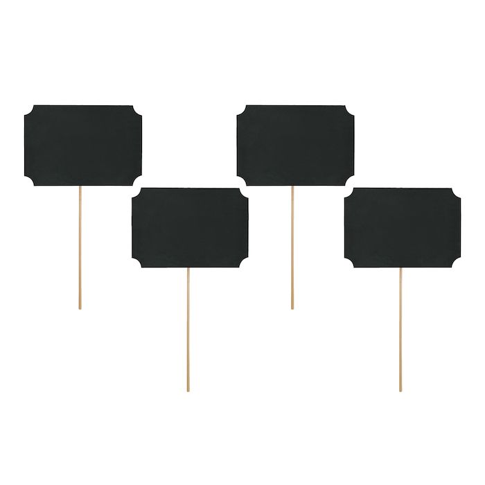 Black chalkboard sign on wooden stick 4x - 11 x 8 cm