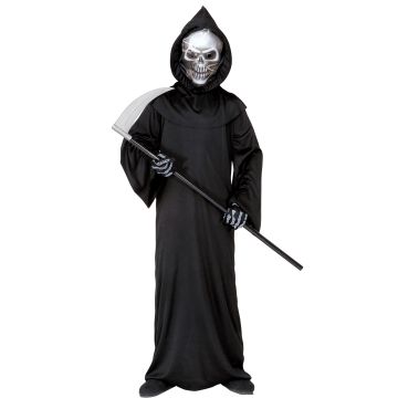 Grim Reaper costume with silver mask for boys