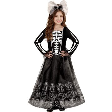 Skeleton Dress with Hair Bow for Girls