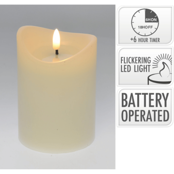 LED block candle white - 9x9x12.5 cm