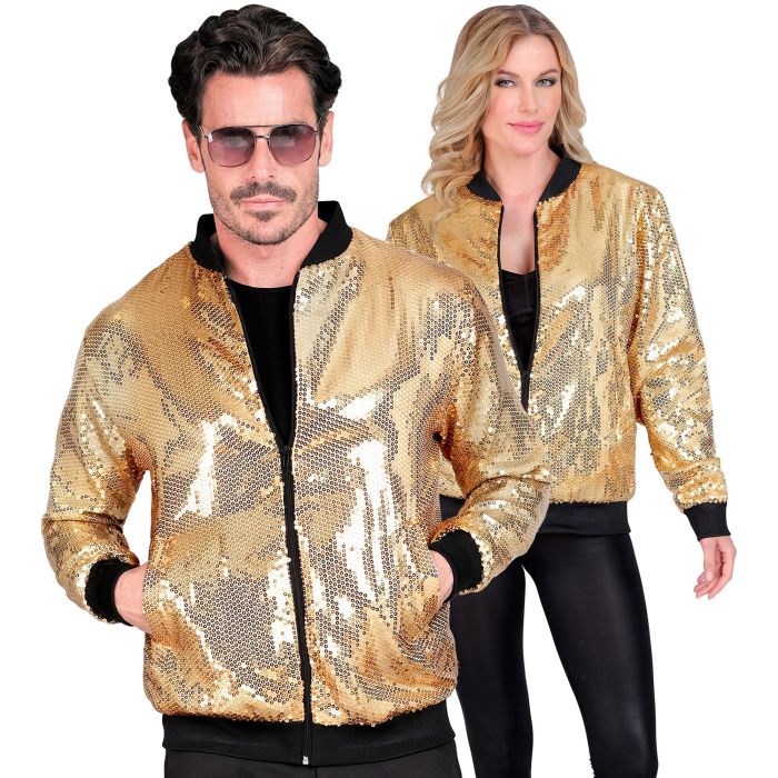 Gold Sequin Bomber Jacket