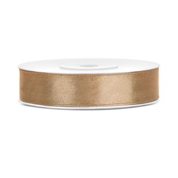 Gold satin ribbon - 12 mm x 25 m