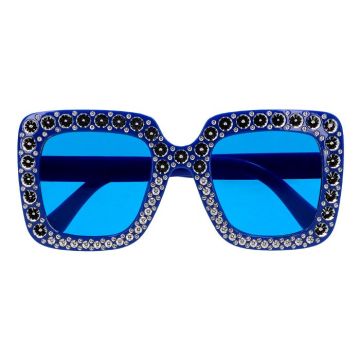 Blue bling disco glasses