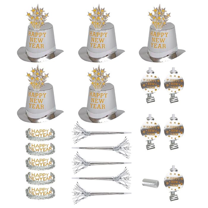 Silver New Year's set for 10 people happy new year