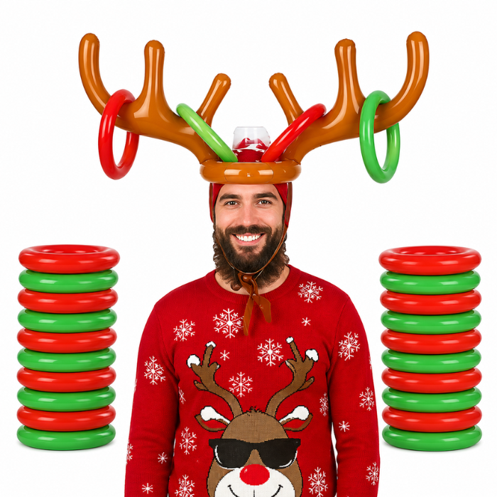 Inflatable reindeer antler toss game set for Christmas 2x