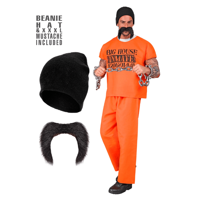 Prison suit costume orange - 4 pieces