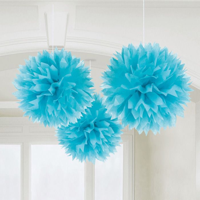 Pom Poms in Light Blue 3x - 40 cm