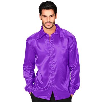 Purple Satin Disco Shirt for Men
