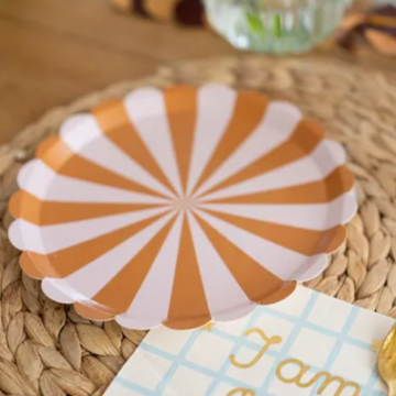 Paper Plates with Brown Stripes 6x - 21 cm