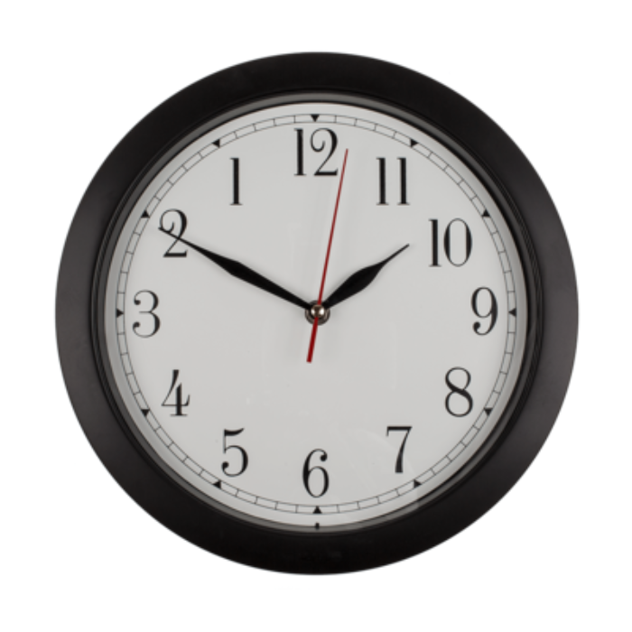 Backwards wall clock with numbers 29 cm