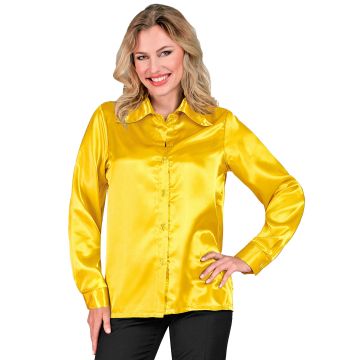 Yellow Satin Disco Shirt for Women