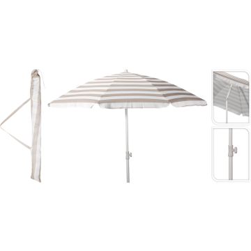 Beach Parasol with tilt function, taupe and white, over 200 cm