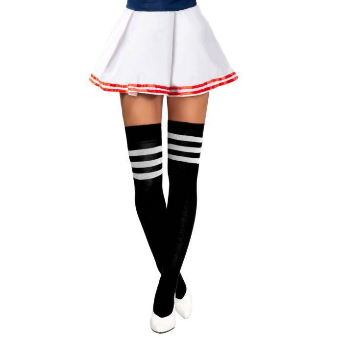 Cheerleader knee socks one-size black and white