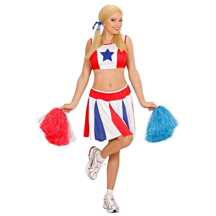 Cheerleader costume in red, white, and blue - 2 pieces
