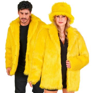 Yellow Fur Jacket for Colourful Themed Party