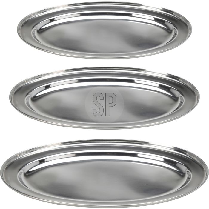 Oval Stainless Steel Serving Platters, Set of 3