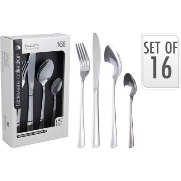 16-piece stainless steel cutlery set with engraved handle