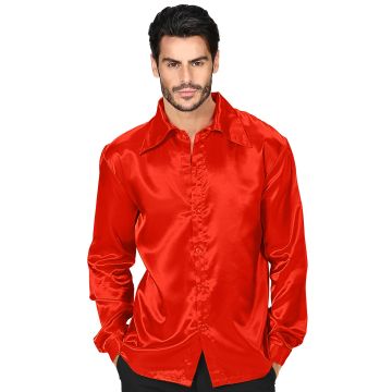 Red Satin Disco Shirt for Men