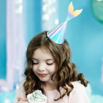 Holographic mermaid tail party hats 6x - 18 cm