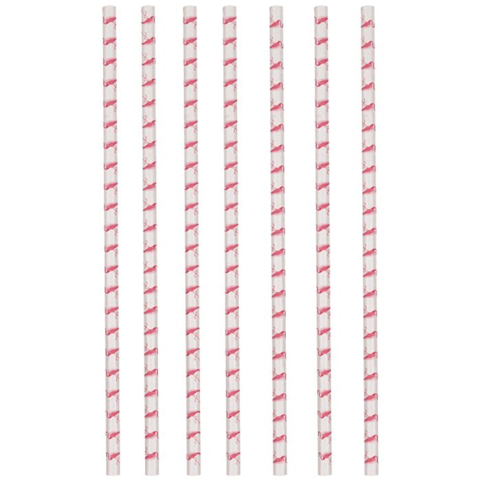 Flamingo straws 12x - 19.7 cm