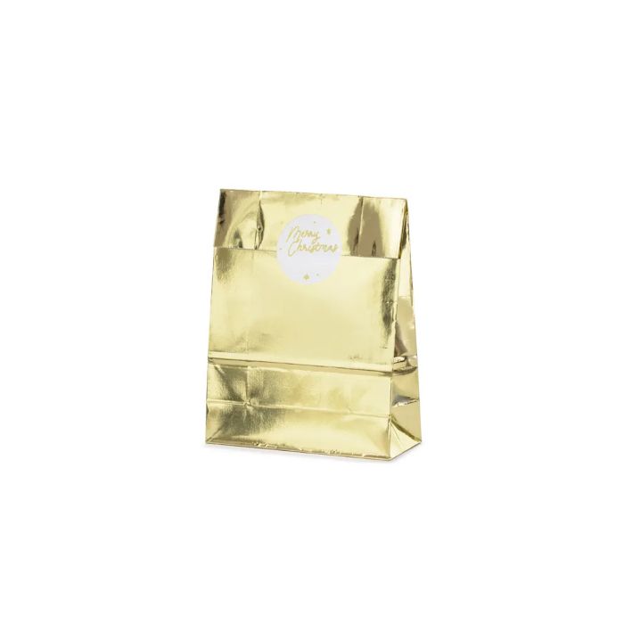 Gift bag merry christmas gold 3x 18.5x28.5x8 cm