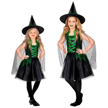 Black Witch Costume with Spider Web