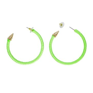 80s hoop earrings green - one size