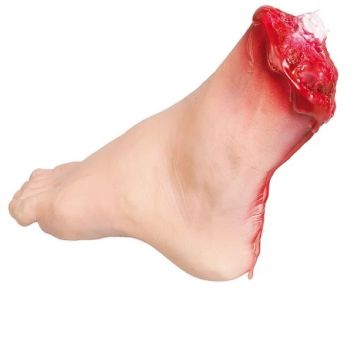 Severed bloody foot