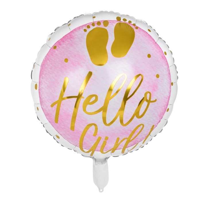 Pink and white foil balloon with text for girl - Ø 45 cm