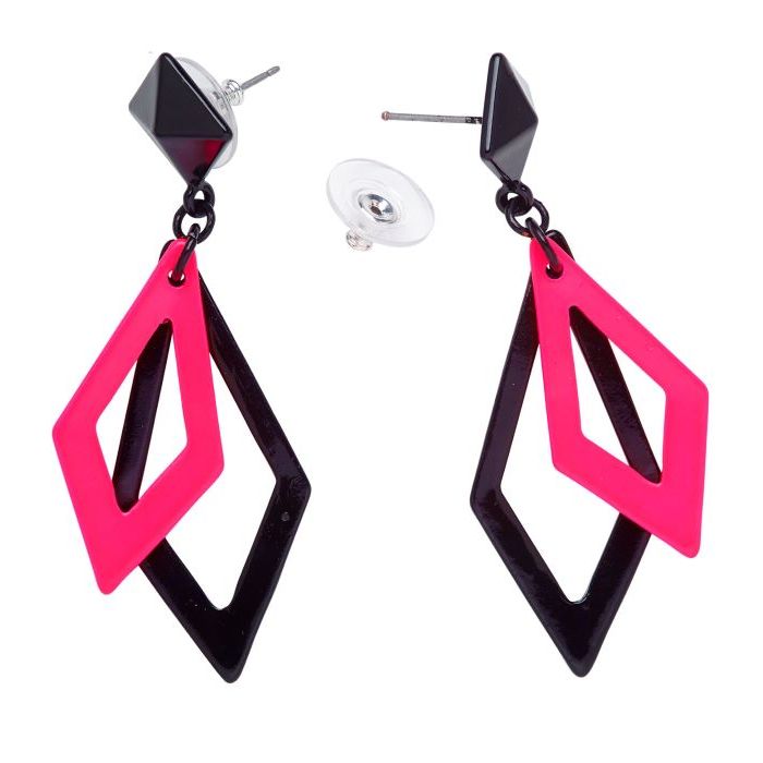 Neon 80s earrings pink in diamond shape