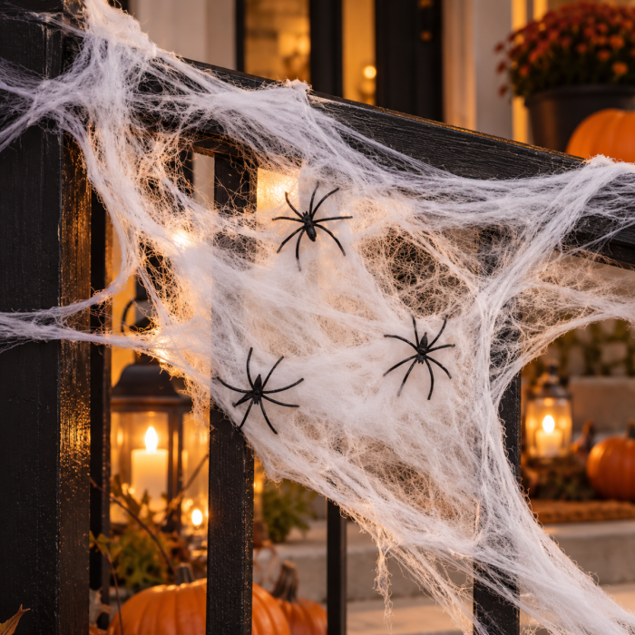 White Spider Web with 3 Spiders 20 g - 1x2.5 metres