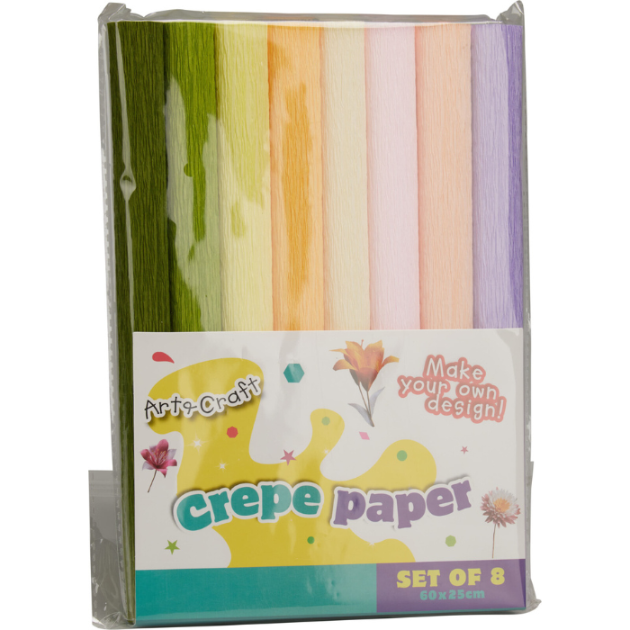 Crepe paper set with 8 sheets, 60x25 cm 