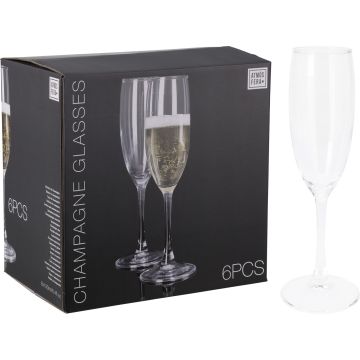6 glass champagne flutes at 190 ml